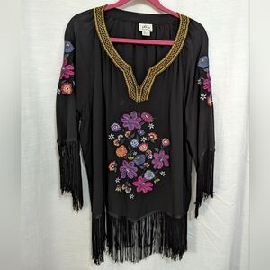 Ariat floral and fringe dressy blouse size XXL